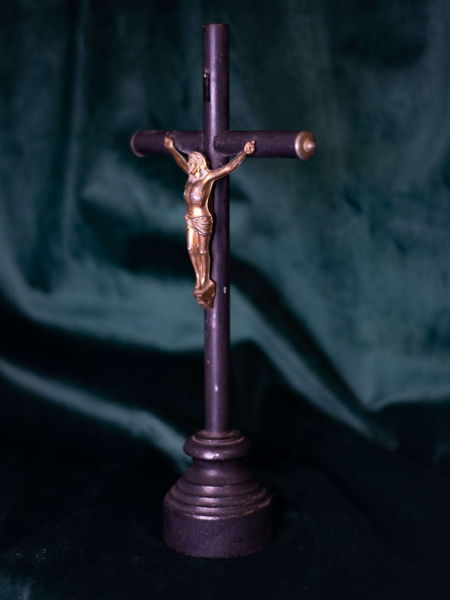 Black Wooden Standing Crucifix