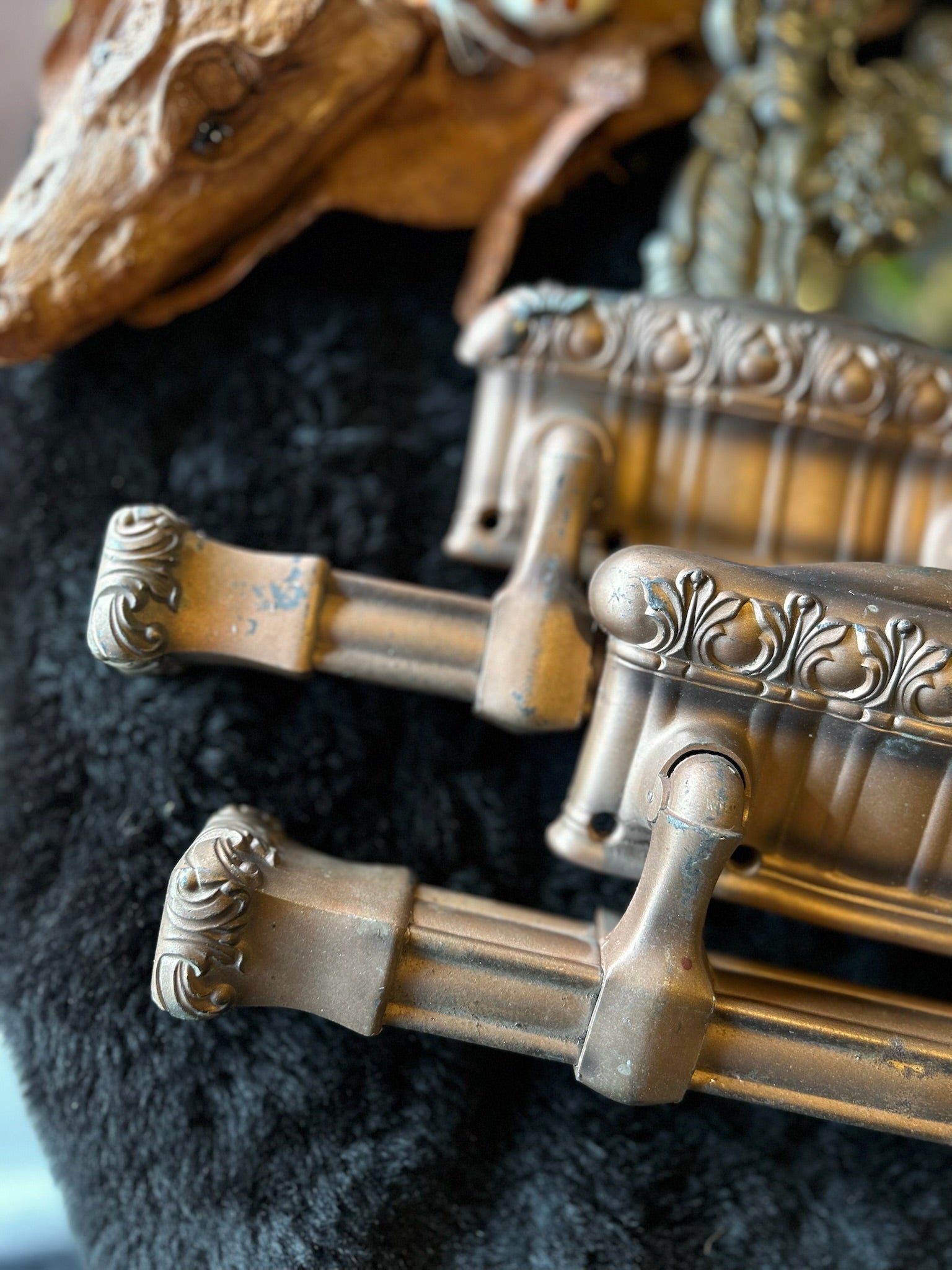 Ornate Copper Casket Handle, As Is