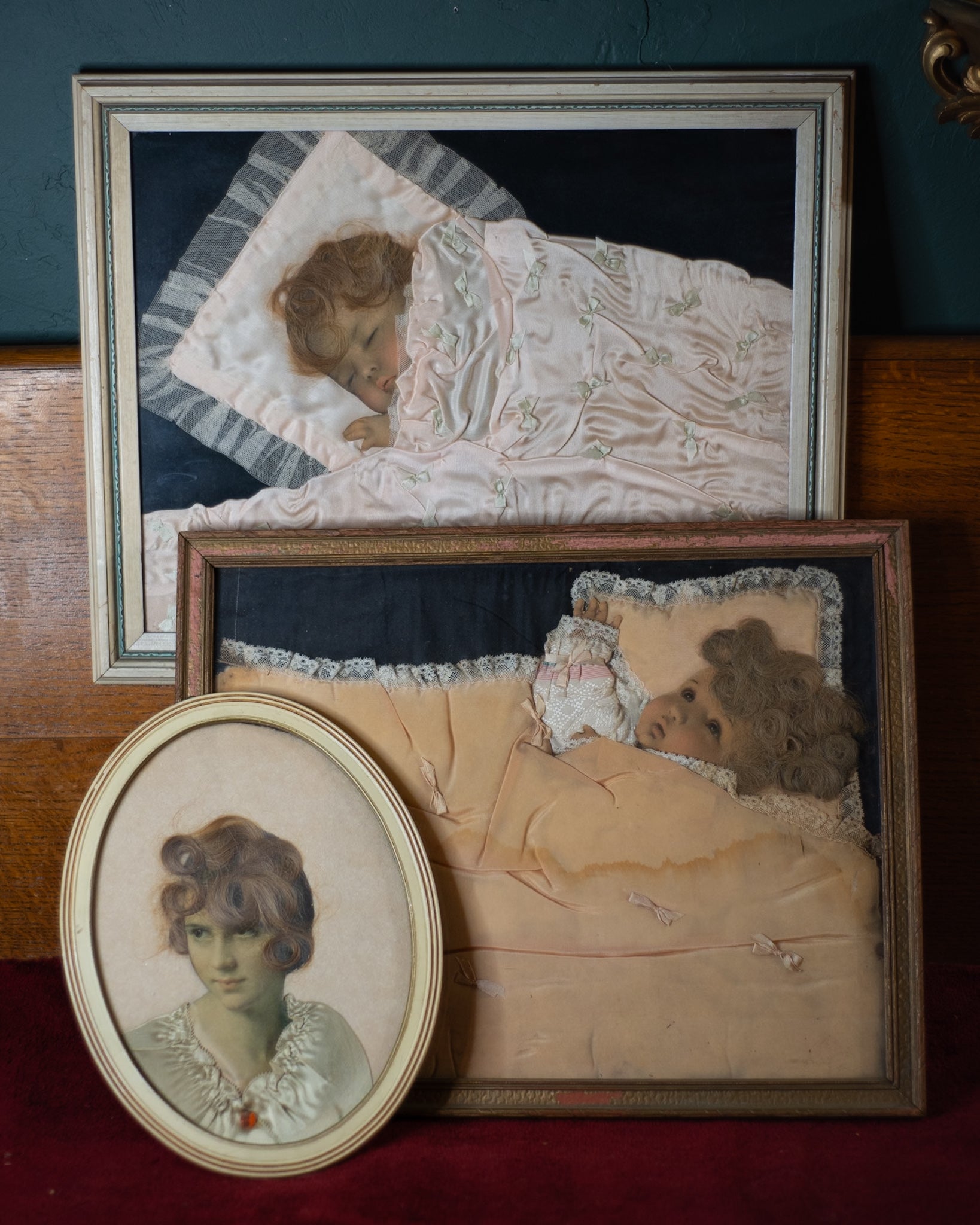Victorian Mourning Infant with Real Hair and Bedding