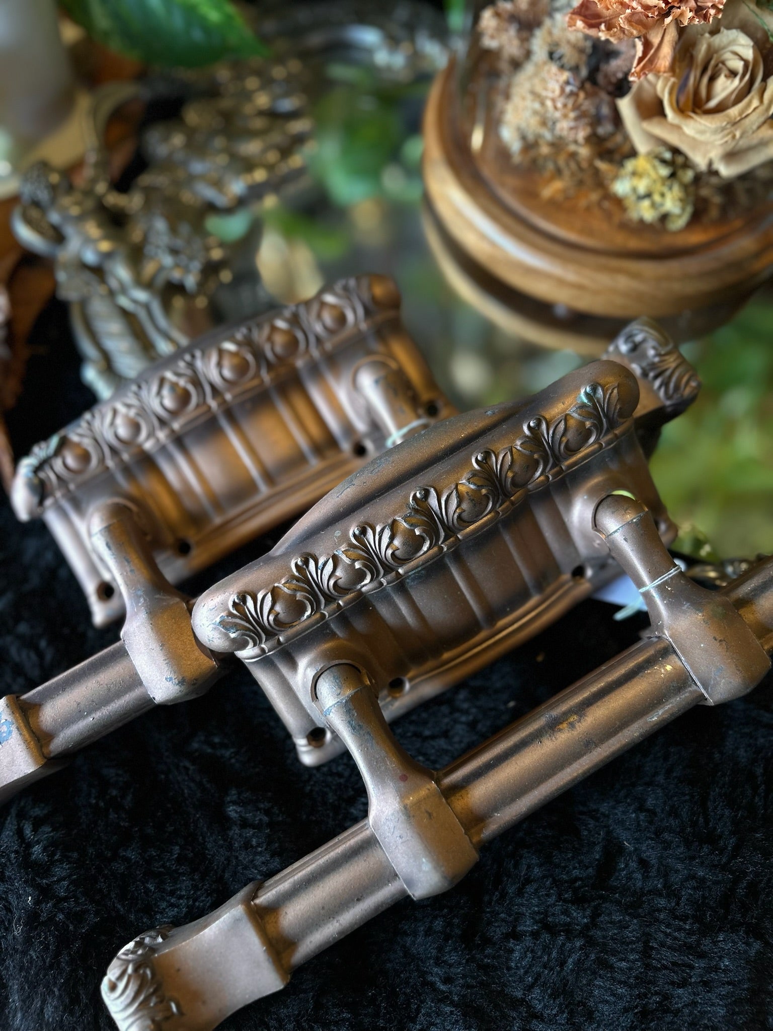 Ornate Copper Casket Handle, As Is