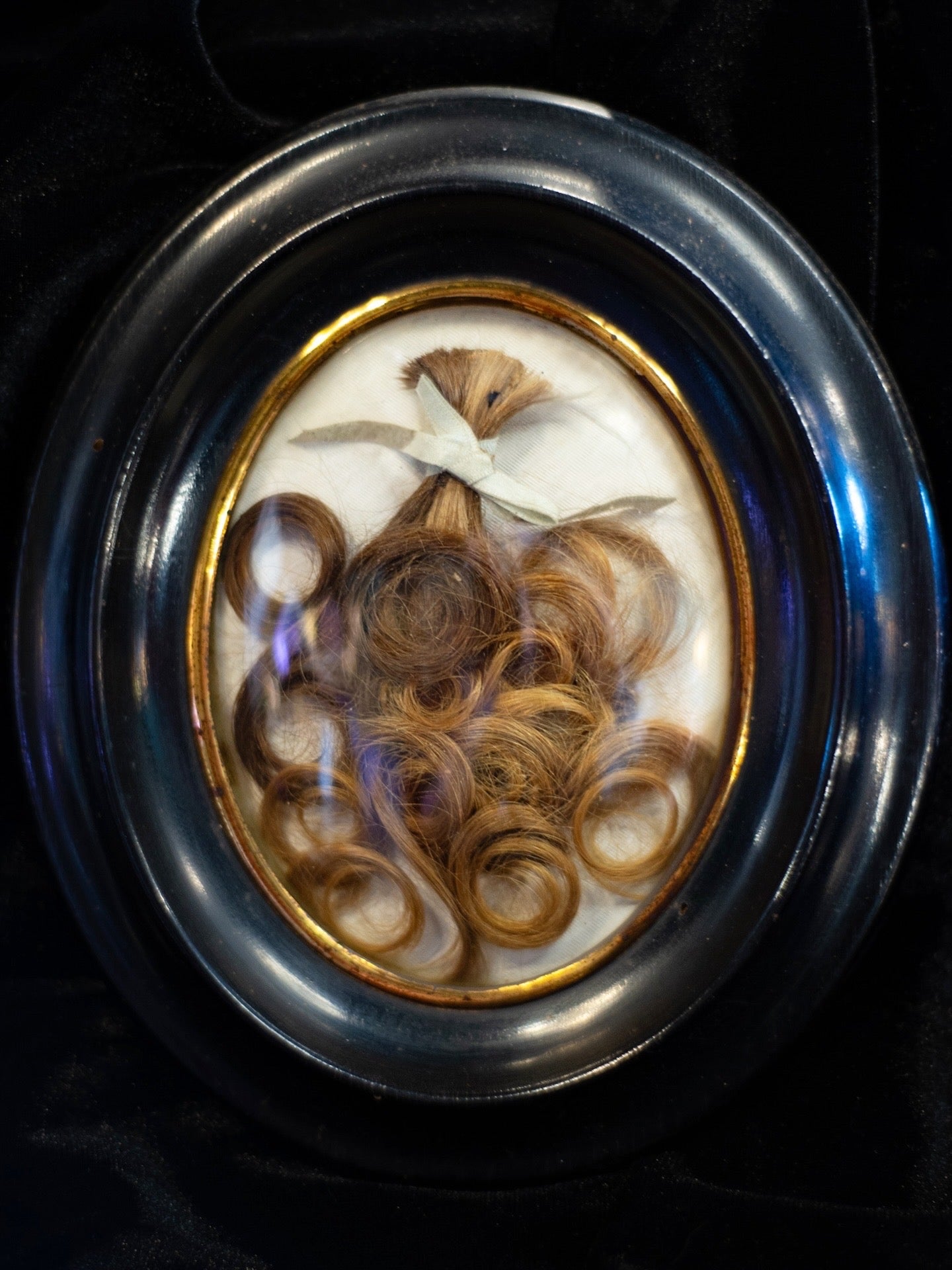 Framed Victorian Mourning Hair Art