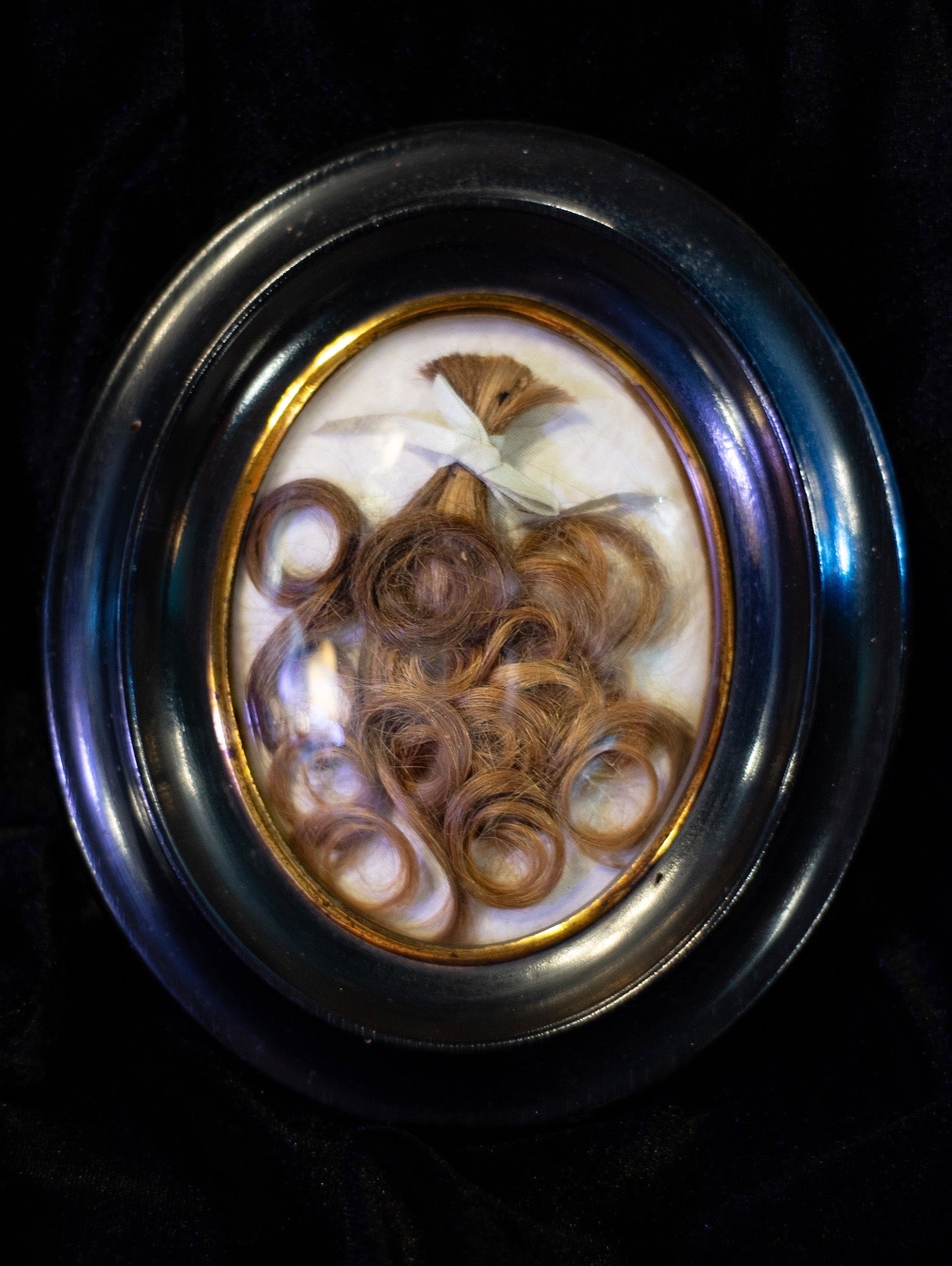 Framed Victorian Mourning Hair Art