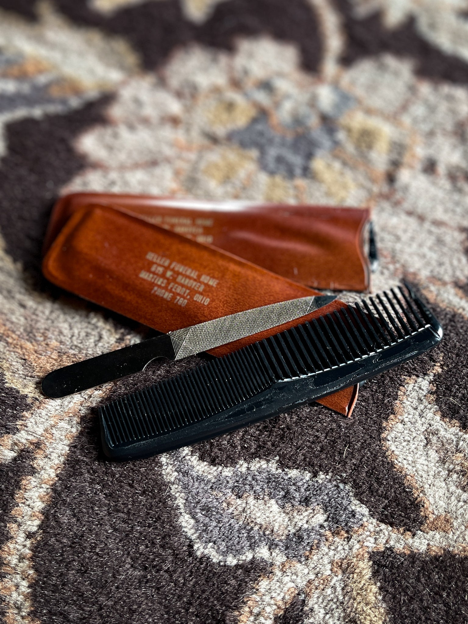 Vintage Funeral Comb & File Set