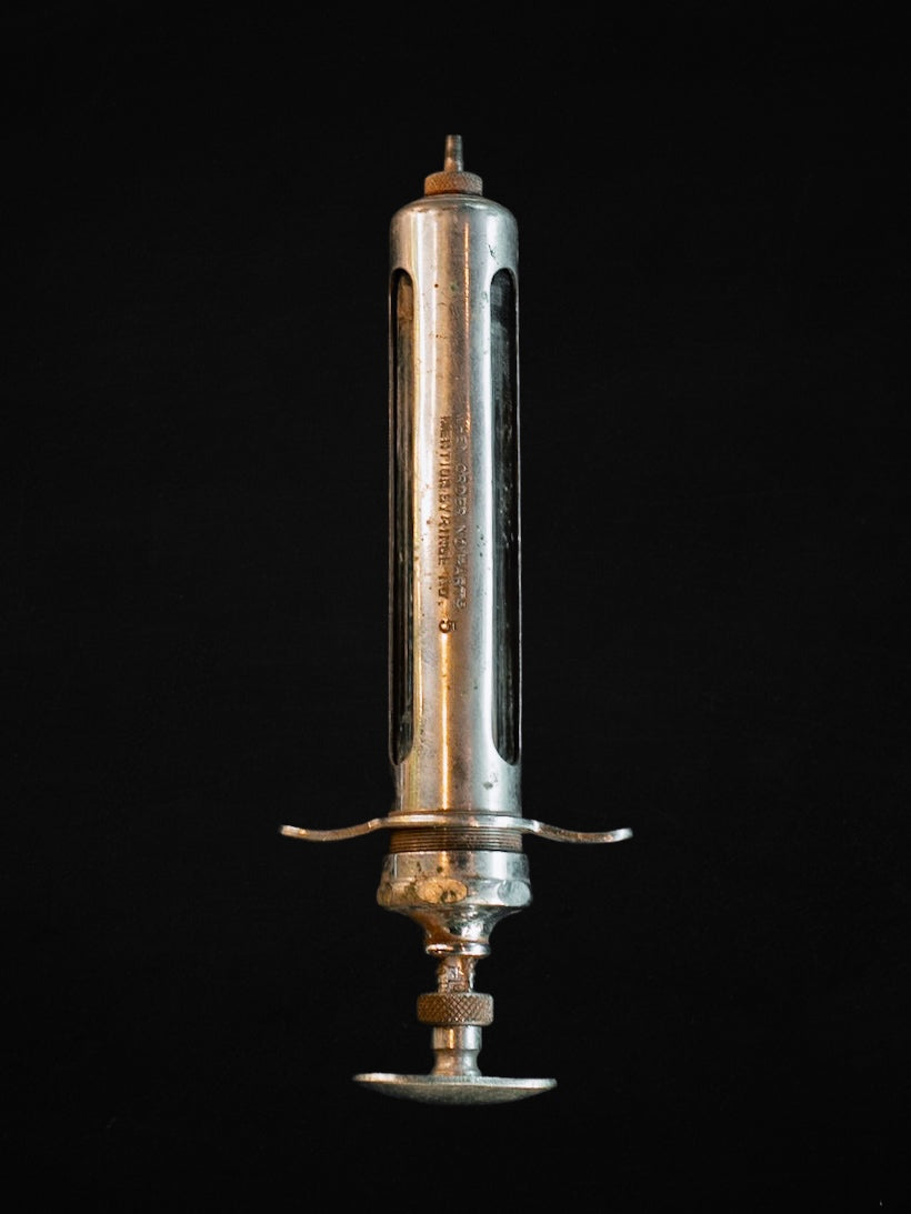 Large Metal and Glass Syringe