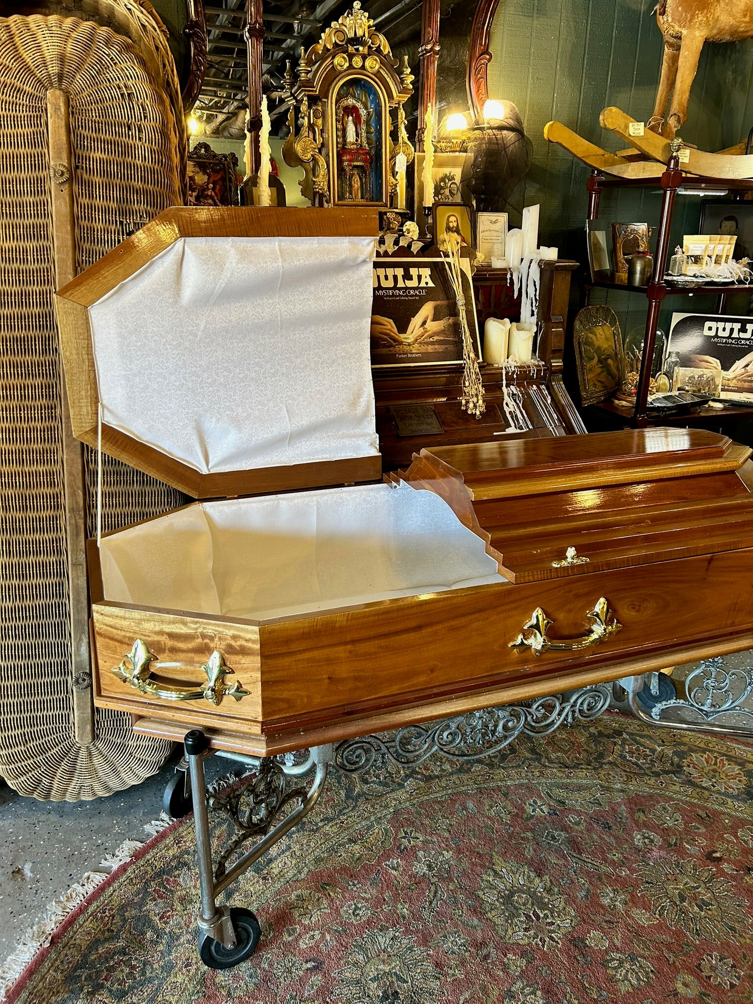 Unique Polished Wood Casket