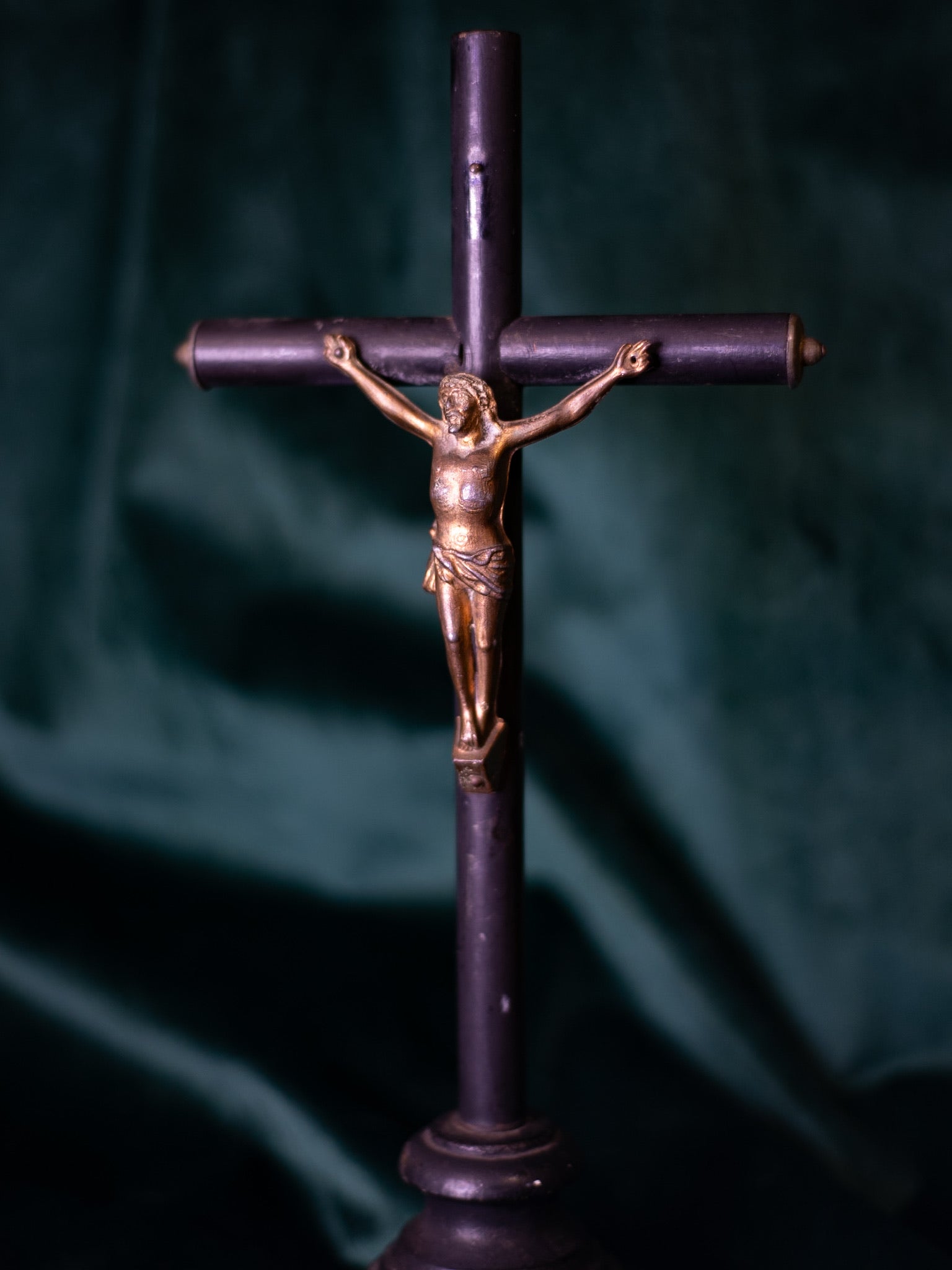 Black Wooden Standing Crucifix