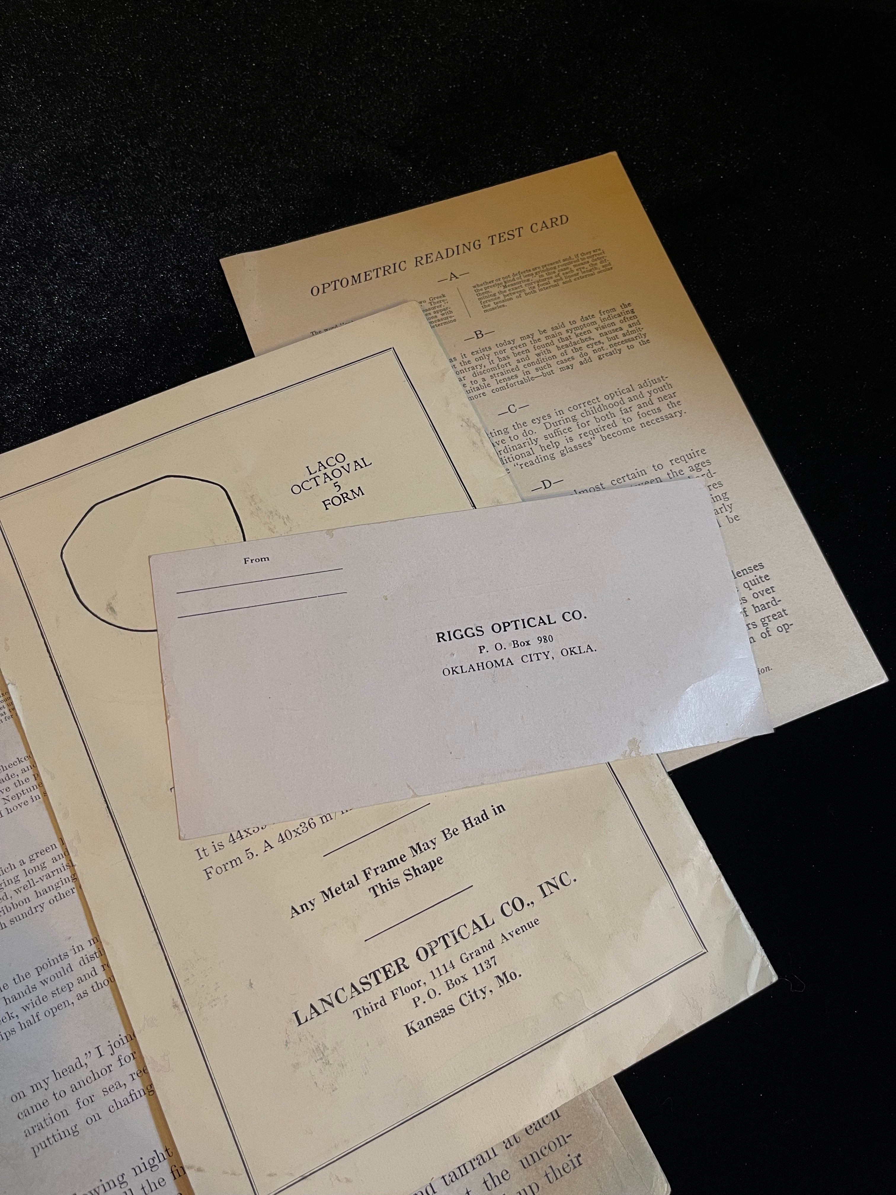 Optometric Reading Test Card