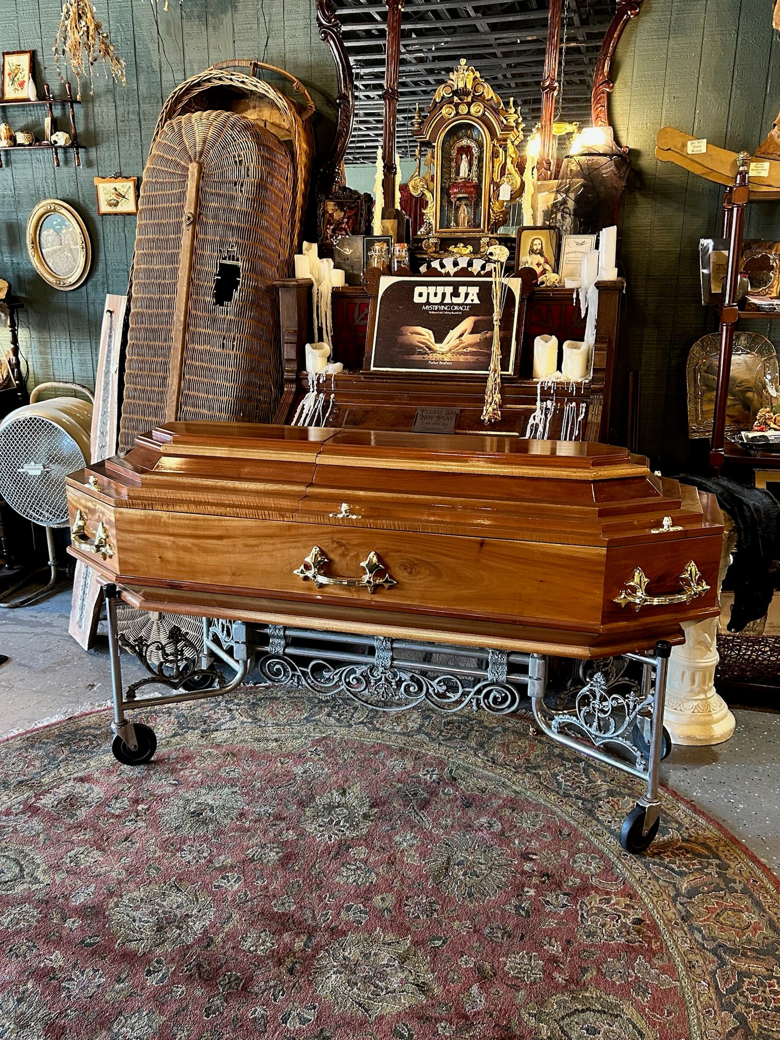 Unique Polished Wood Casket