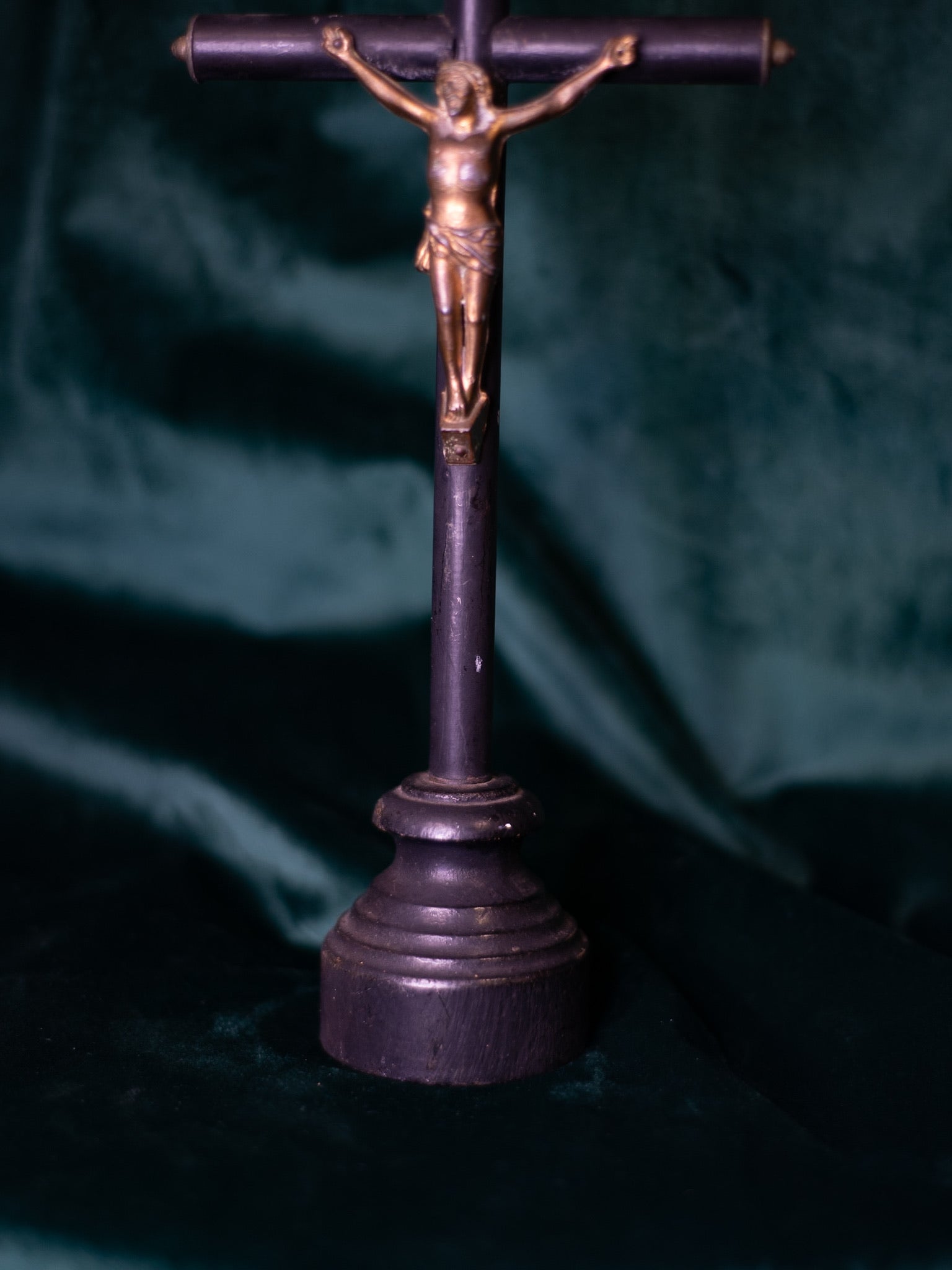 Black Wooden Standing Crucifix