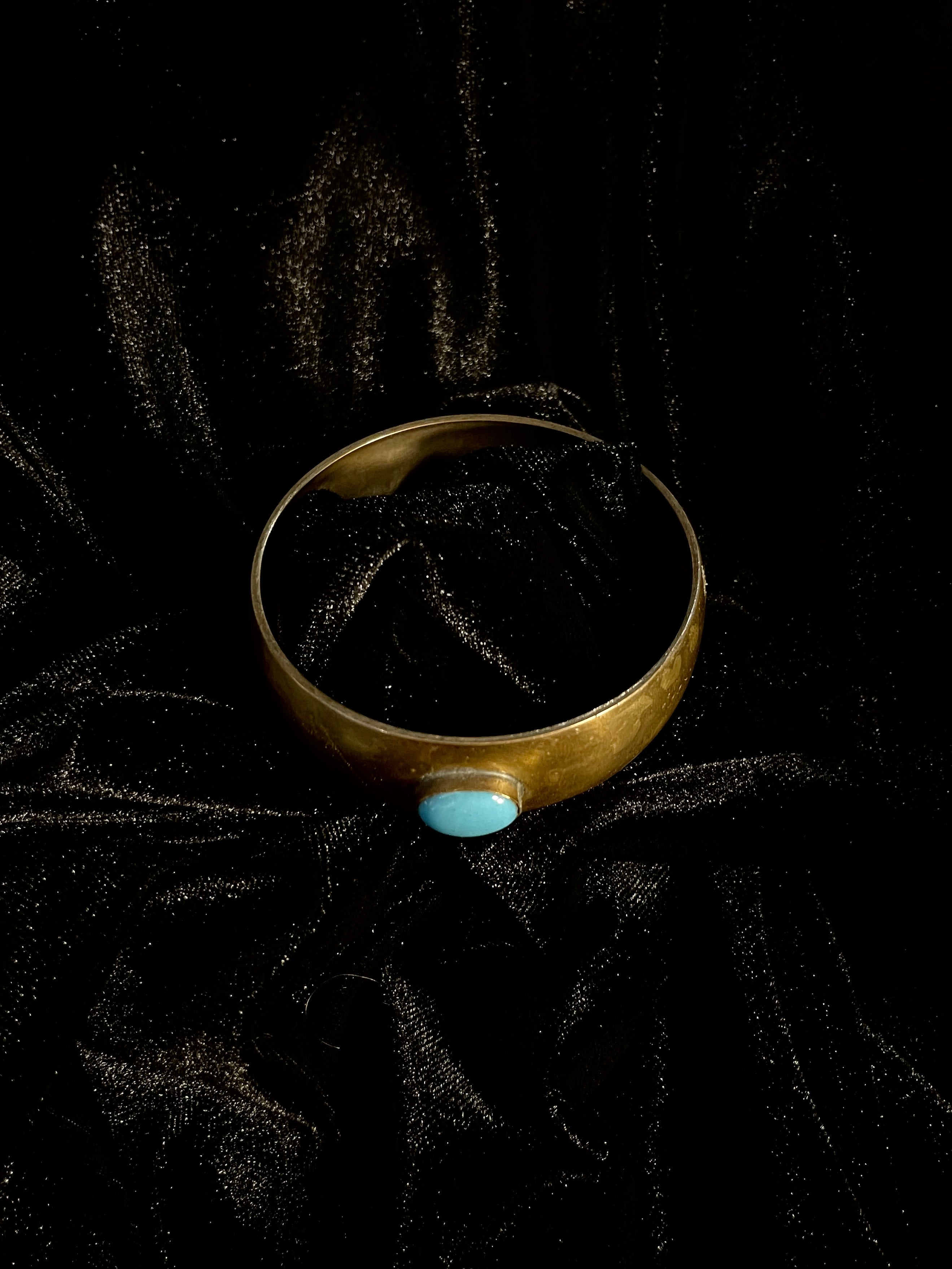 Brass Bracelet Cuff with Turquoise Stone