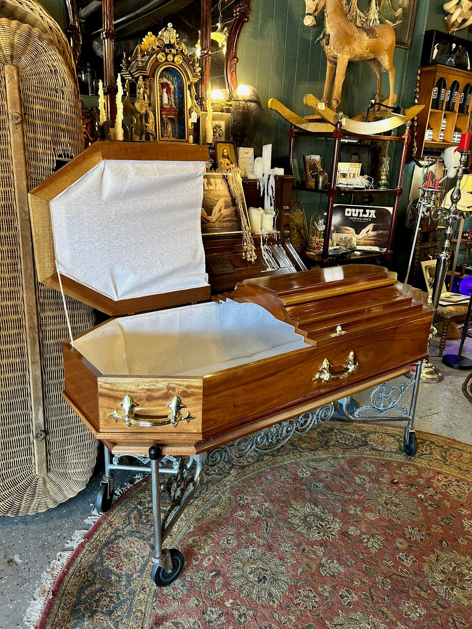 Unique Polished Wood Casket