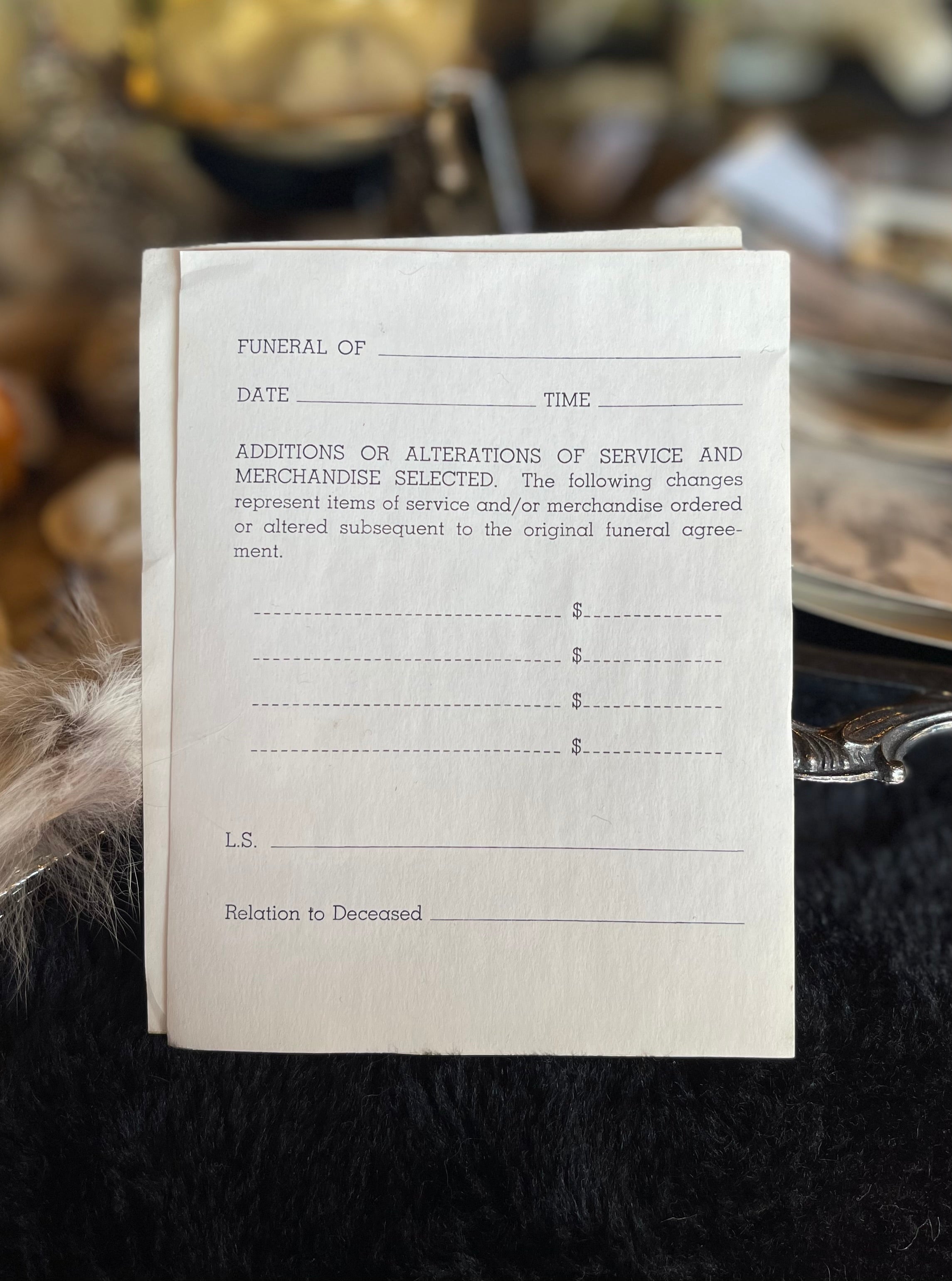 Blank Funeral Receipt