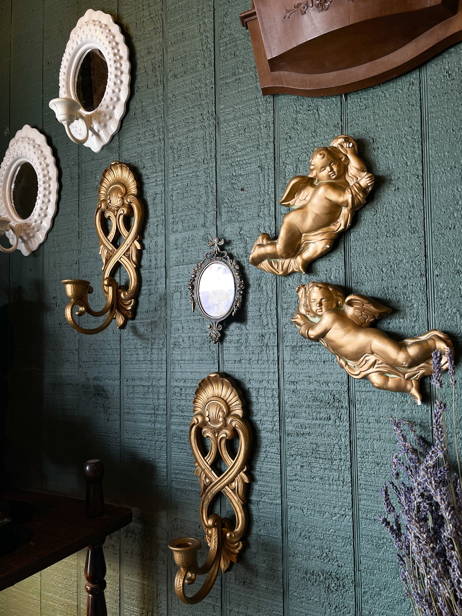 White Mirrored Wall Sconce Pair