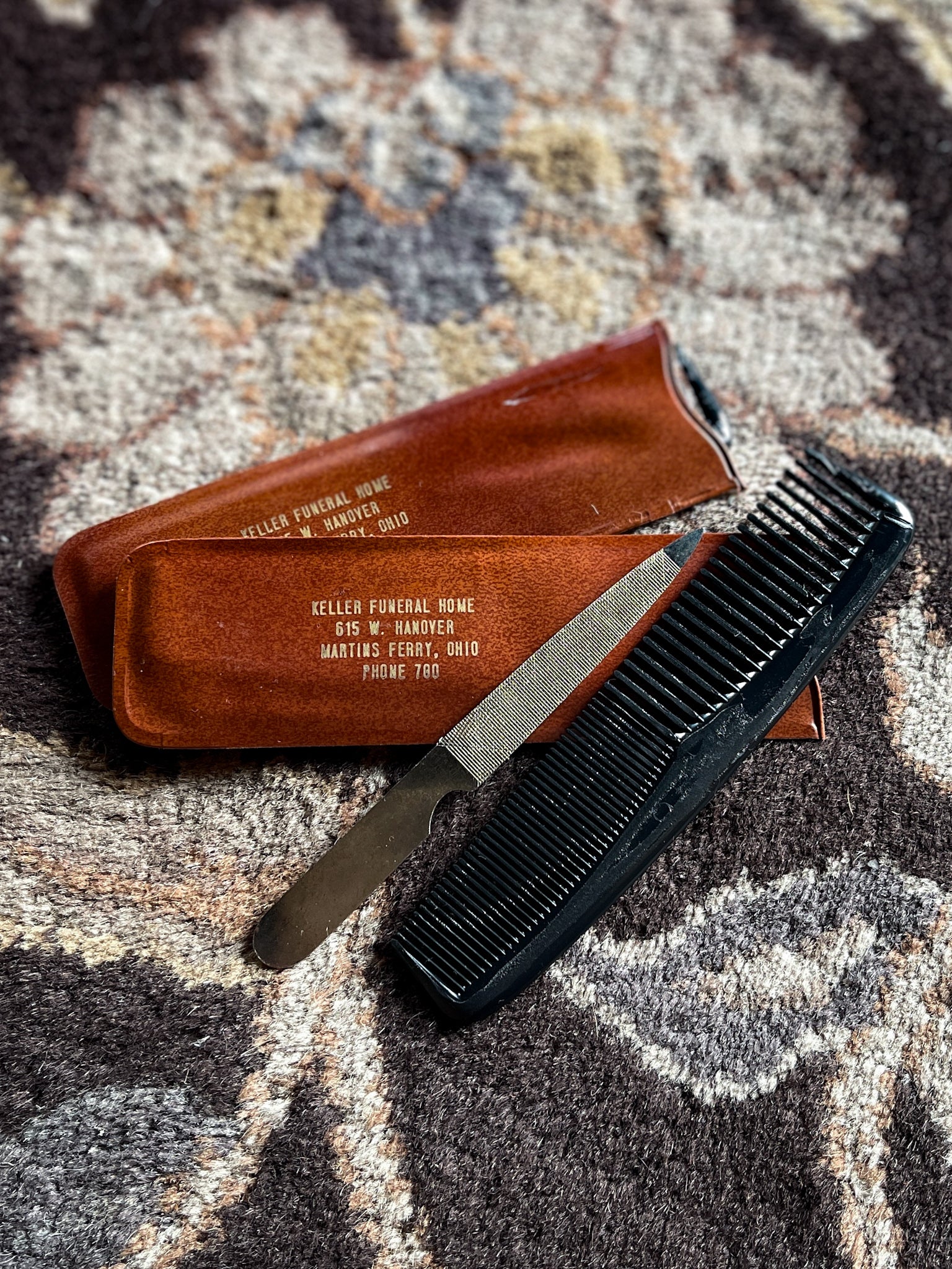 Vintage Funeral Comb & File Set