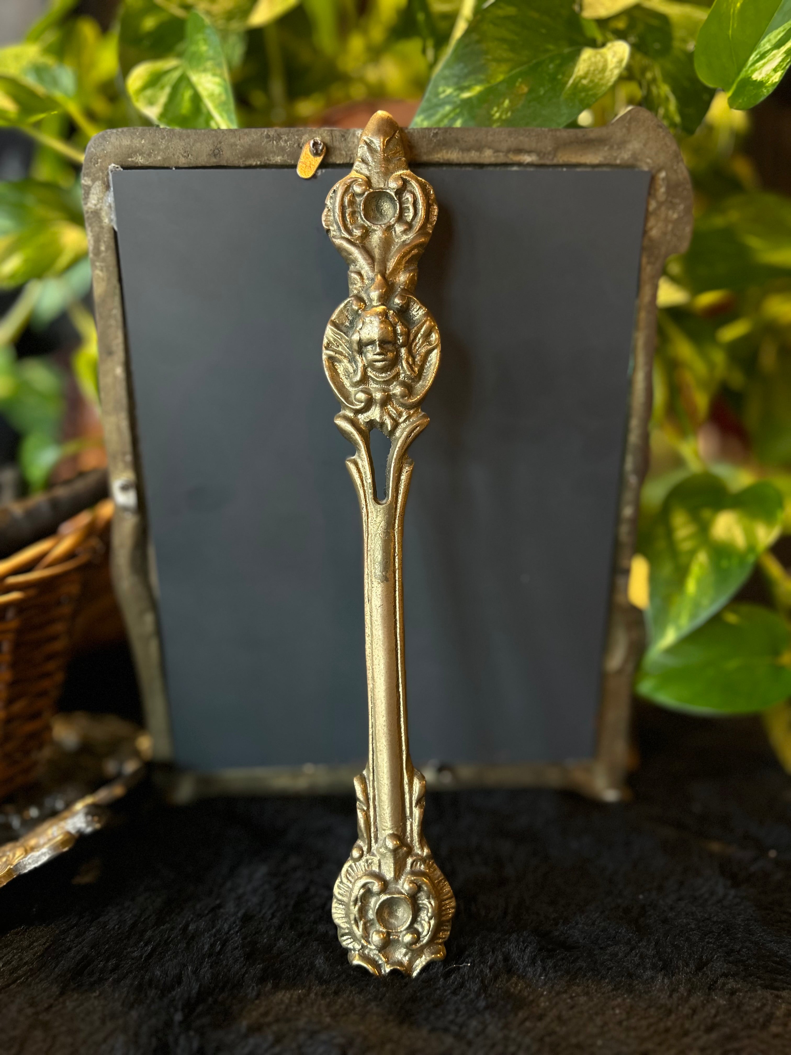 Antique Art Nouveau Brass Mirror
