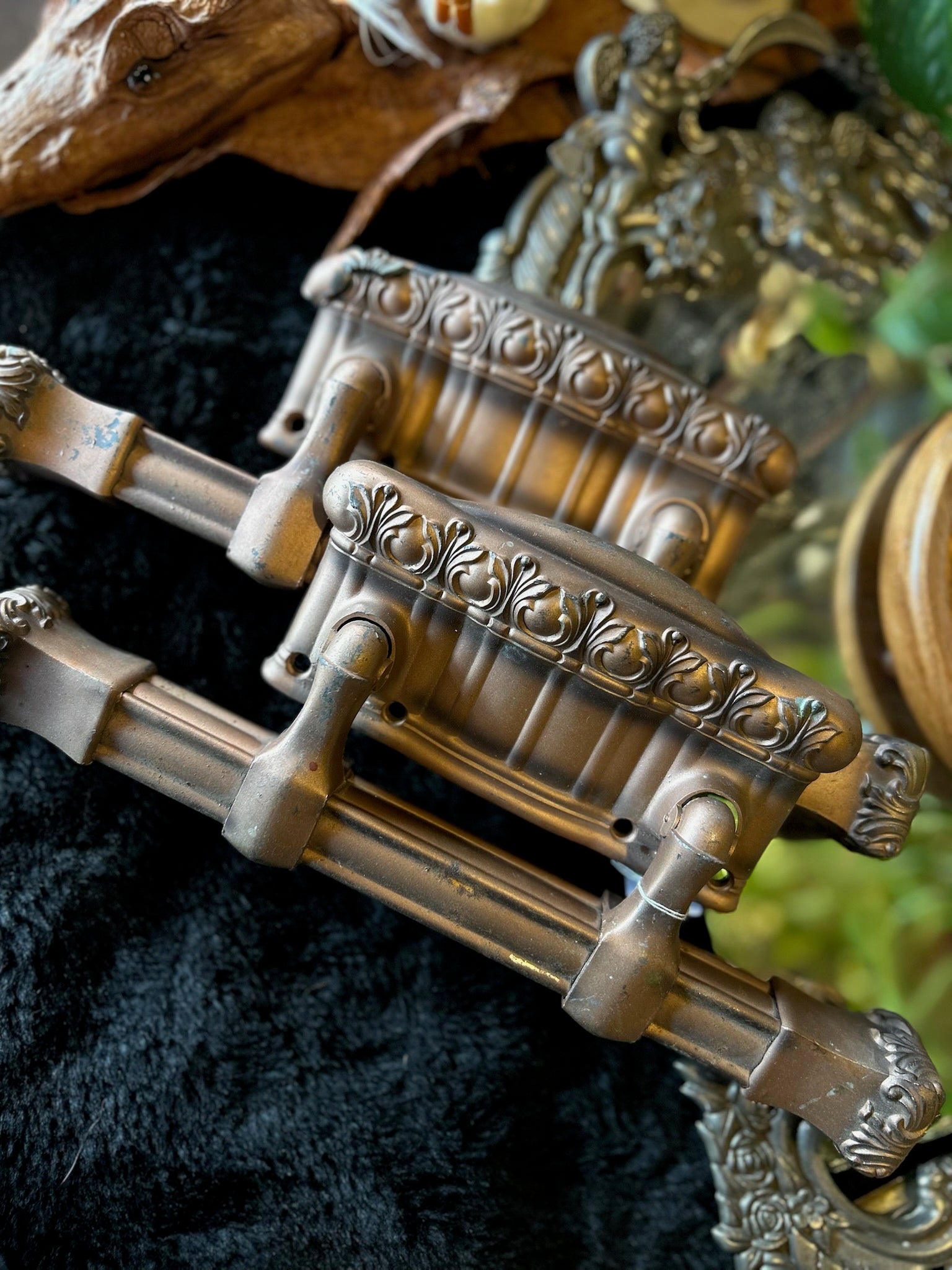 Ornate Copper Casket Handle, As Is