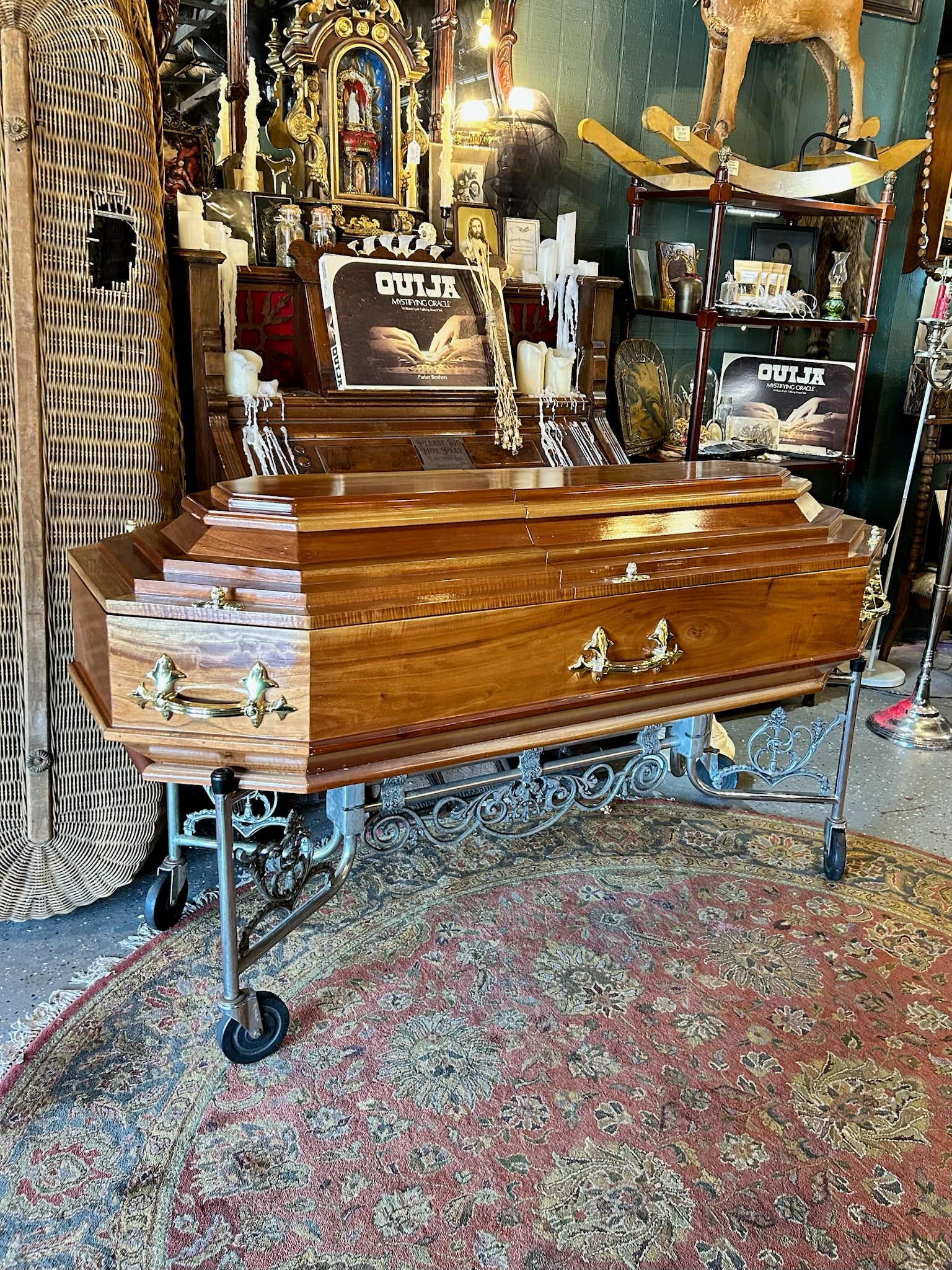 Unique Polished Wood Casket