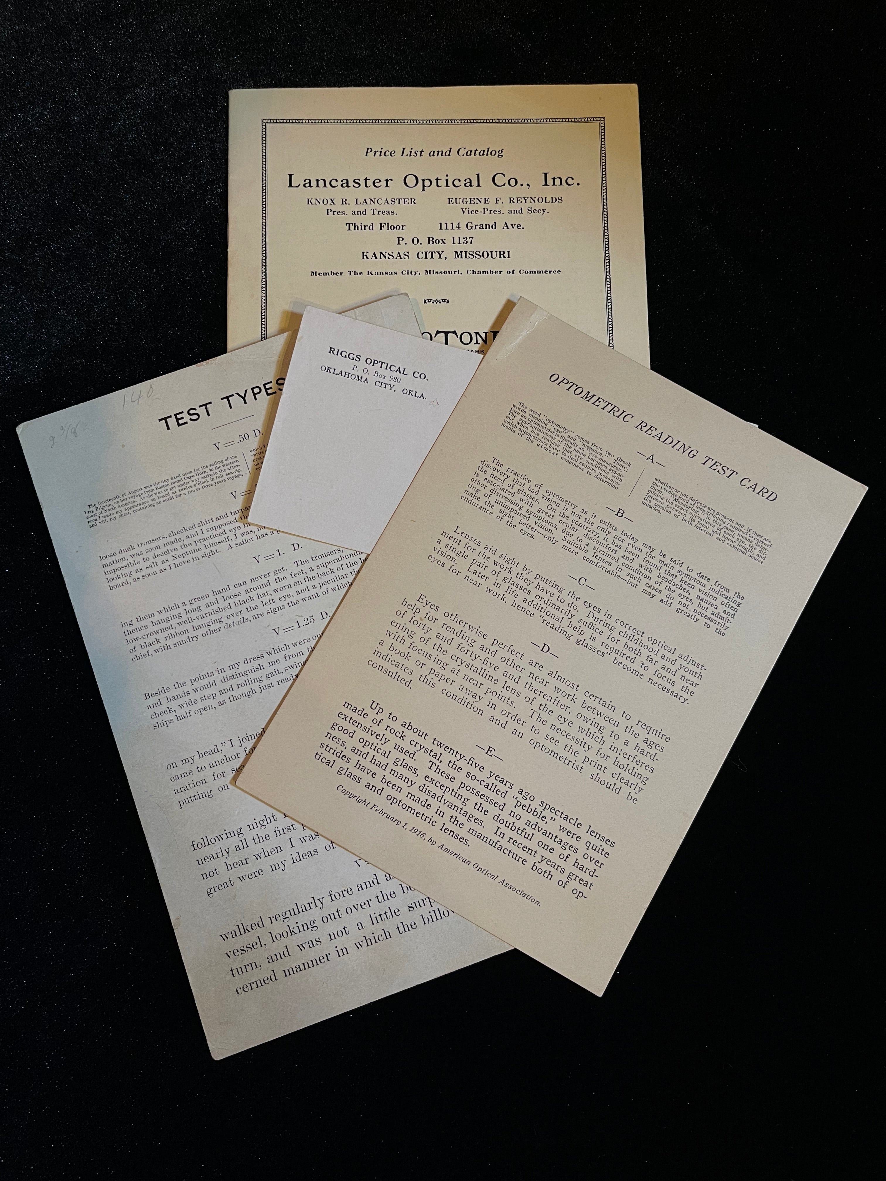 Optometric Reading Test Card