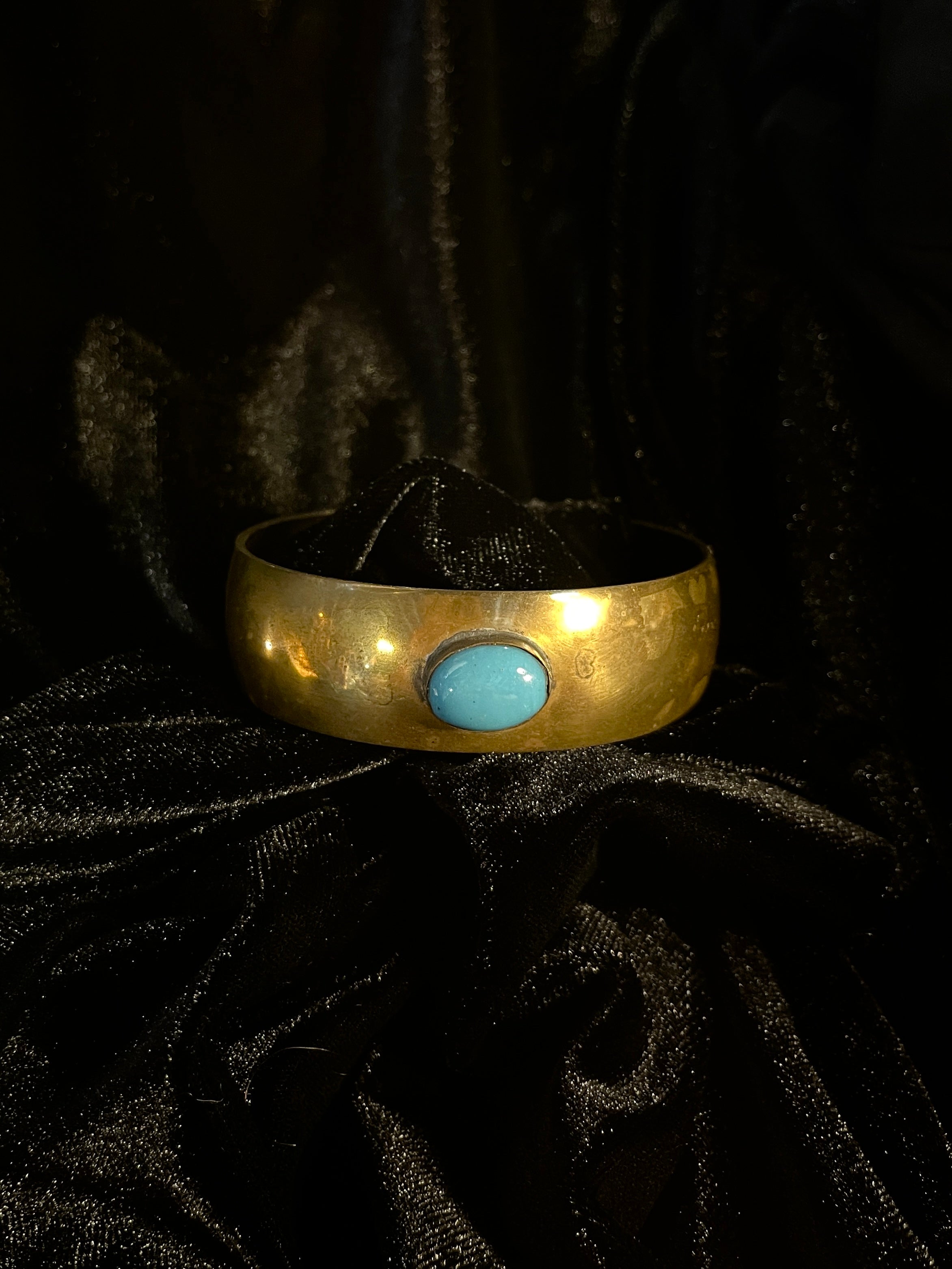 Brass Bracelet Cuff with Turquoise Stone