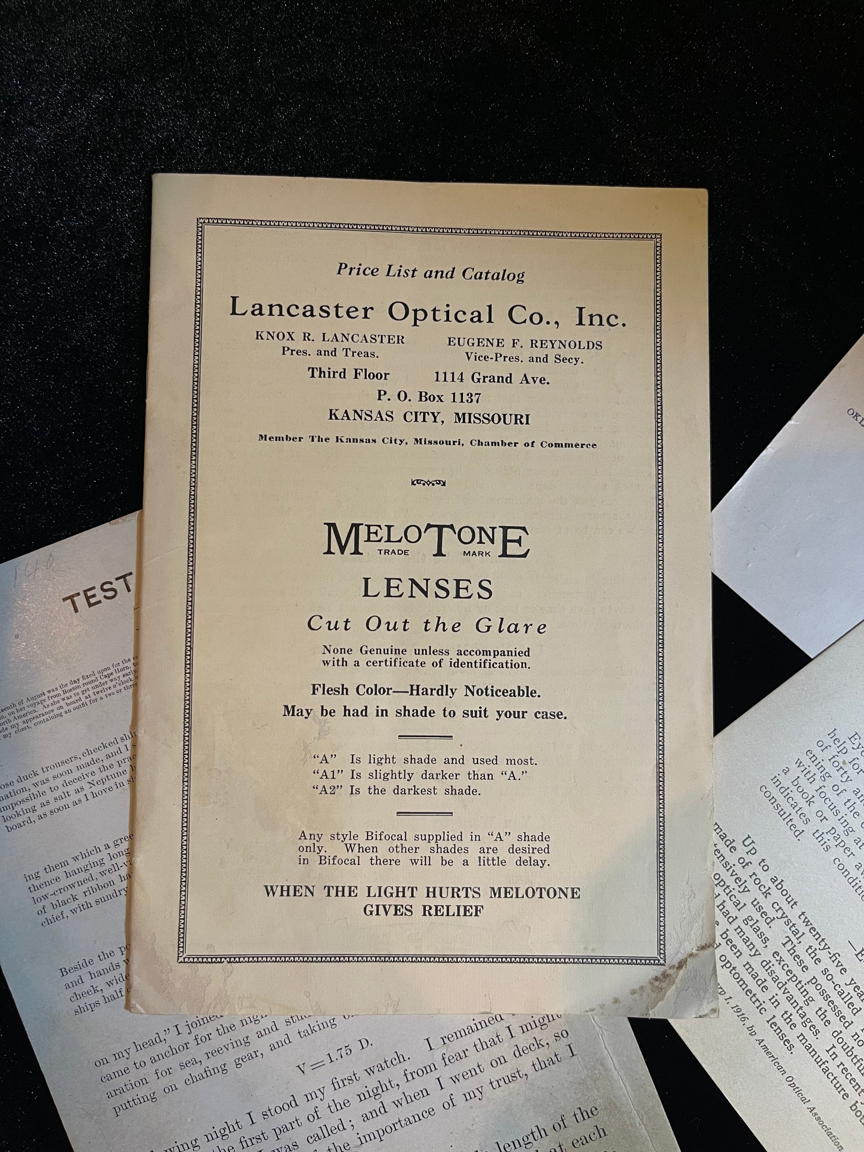 Optometric Reading Test Card