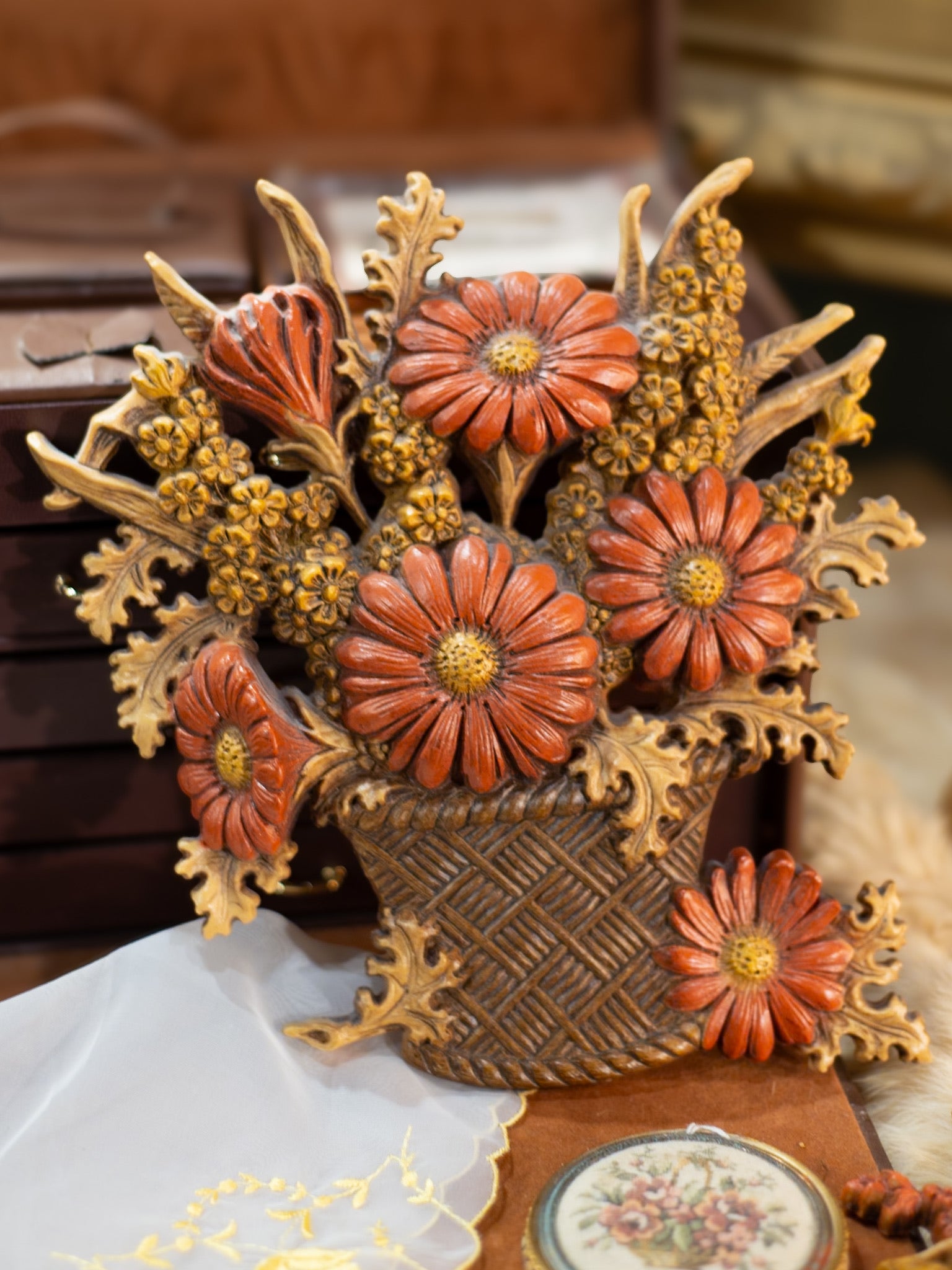 VTG Floral Basket Wall Décor Pair