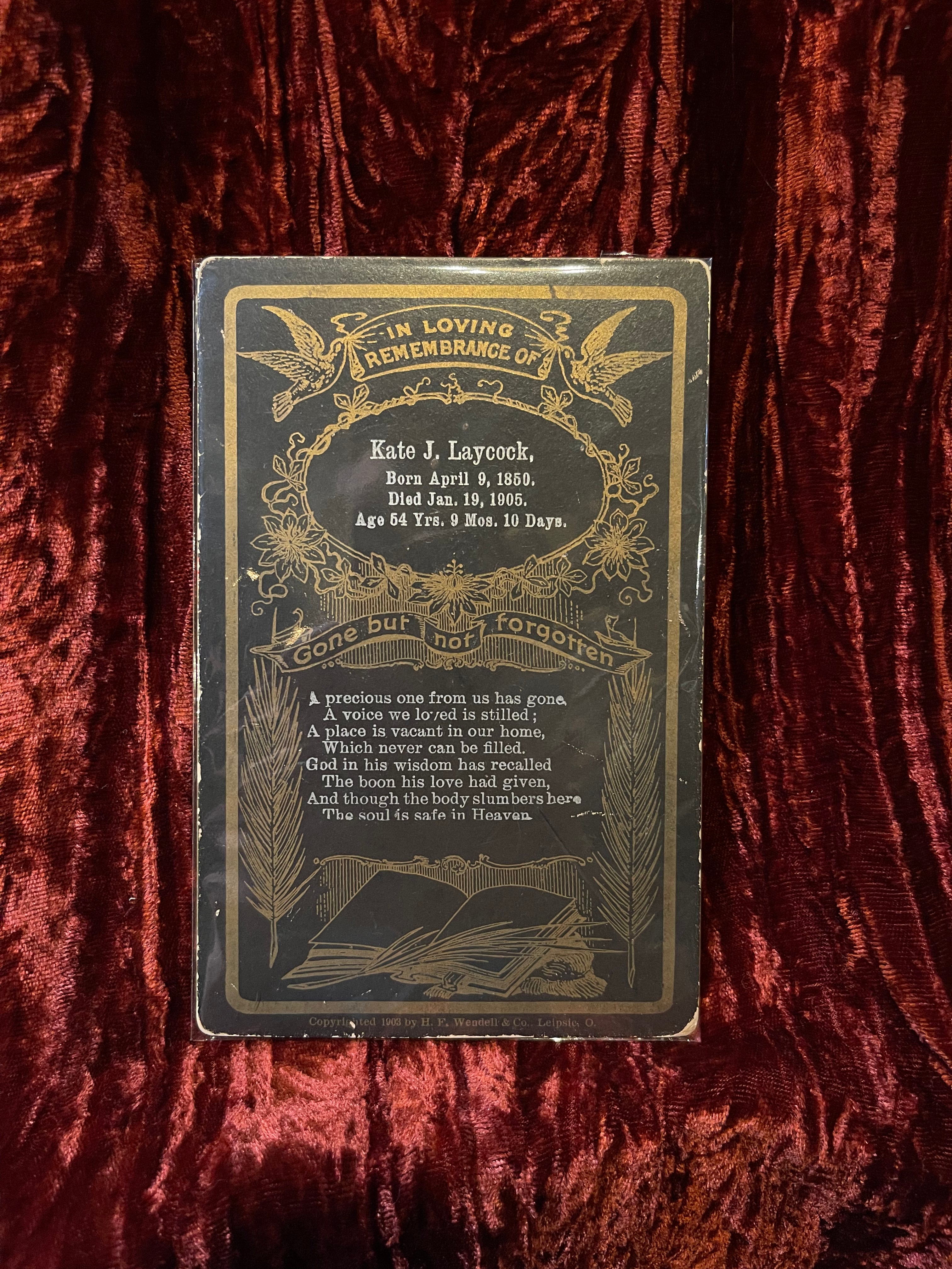 Antique Funeral Card
